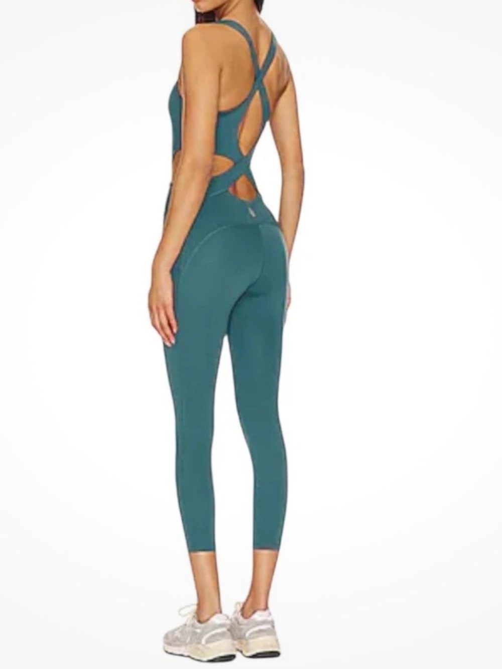 Free People Movement Back It Up One-piece Jumpsuit Pacific Green Size Medium - Picture 2 of 7